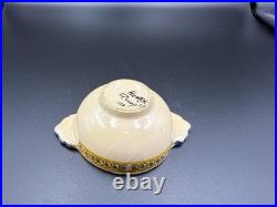 Vintage HB Quimper Faience Bowl Hand-Painted Breton Figure, Blue & Yellow