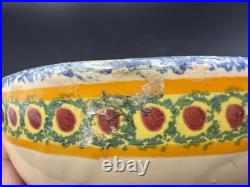 Vintage HB Quimper Faience Bowl Hand-Painted Breton Figure, Blue & Yellow