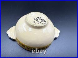 Vintage HB Quimper Faience Bowl Hand-Painted Breton Figure, Blue & Yellow