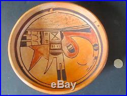 Vintage HOPI pottery shallow bowl polychrome 6 diameter