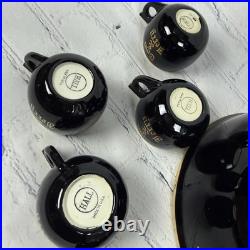Vintage Hall Tom Jerry Bowl Set Bowl 10 Mugs Cups Egg Nog Black Gold Holiday