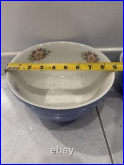 Vintage Hall's Superior Nesting Bowls Set of 3 Blue Floral USA Made