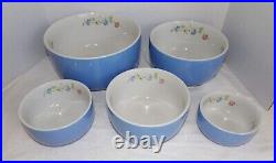 Vintage Hall's Superior Quality Morning Glory 5 Piece Nesting Bowl Set 1940's