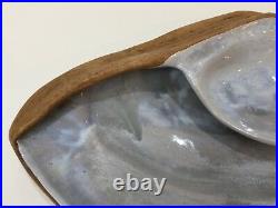 Vintage Hammat Original 398-N Large Clay Clam Shell Bowl Chip & Dip, 16 1/2 L