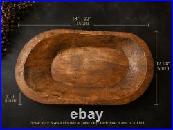 Vintage Hand Carved Wooden Dough Bowl 20-22 Primitive Farmhouse Centerpiece