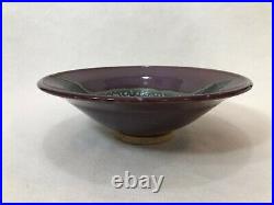 Vintage Hand Crafted Art Pottery Bowl, Signed by Artist, 10 1/2 D, 3 1/4 High