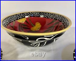 Vintage Hand-Painted Pottery Droll Designs Large Mixing/Serving Bowl 11.5X5