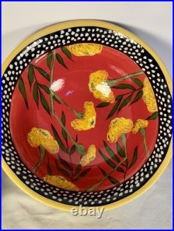 Vintage Hand-Painted Pottery Droll Designs Large Mixing/Serving Bowl 11.5X5