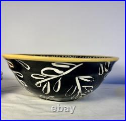 Vintage Hand-Painted Pottery Droll Designs Large Mixing/Serving Bowl 11.5X5