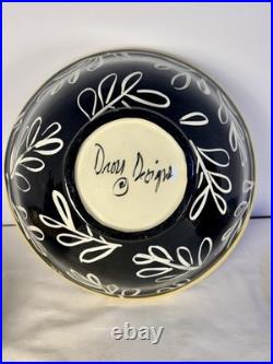 Vintage Hand-Painted Pottery Droll Designs Large Mixing/Serving Bowl 11.5X5