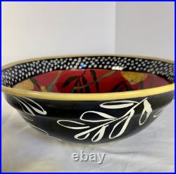 Vintage Hand-Painted Pottery Droll Designs Large Mixing/Serving Bowl 11.5X5