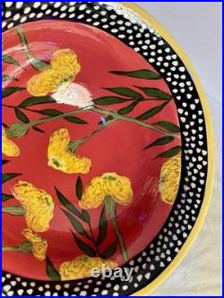 Vintage Hand-Painted Pottery Droll Designs Large Mixing/Serving Bowl 11.5X5