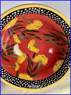 Vintage Hand-Painted Pottery Droll Designs Large Mixing/Serving Bowl 11.5X5