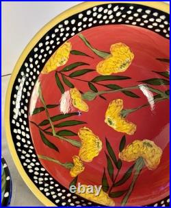 Vintage Hand-Painted Pottery Droll Designs Large Mixing/Serving Bowl 11.5X5