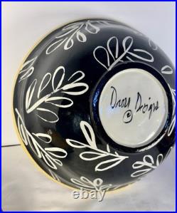 Vintage Hand-Painted Pottery Droll Designs Large Mixing/Serving Bowl 11.5X5