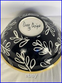 Vintage Hand-Painted Pottery Droll Designs Large Mixing/Serving Bowl 11.5X5