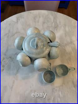 Vintage Hand Thrown Soup Tureen with Ladle + 8 Bowls