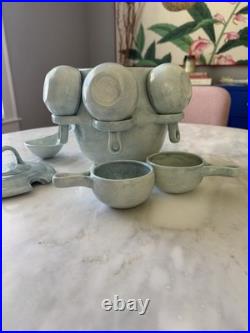 Vintage Hand Thrown Soup Tureen with Ladle + 8 Bowls