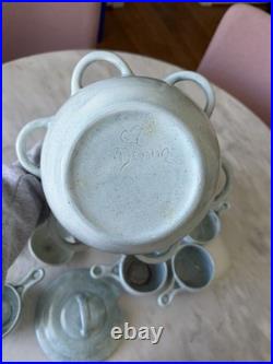 Vintage Hand Thrown Soup Tureen with Ladle + 8 Bowls