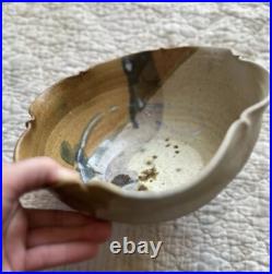 Vintage Hand Thrown Studio Pottery Signed Nesting Bowls Set of 3 Earth Tone Blue