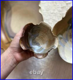 Vintage Hand Thrown Studio Pottery Signed Nesting Bowls Set of 3 Earth Tone Blue