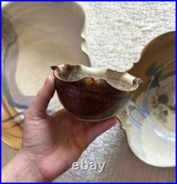 Vintage Hand Thrown Studio Pottery Signed Nesting Bowls Set of 3 Earth Tone Blue