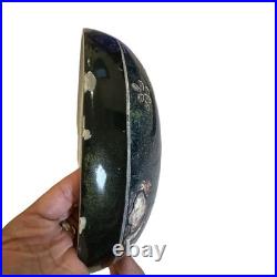 Vintage Handcrafted Ceramic Lidded Bowl Floral Carved Design Art Pottery