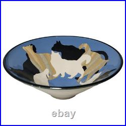 Vintage Handcrafted Kitty Cat Art Pottery Ceramic Bowl Signed by Artist 1998