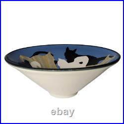 Vintage Handcrafted Kitty Cat Art Pottery Ceramic Bowl Signed by Artist 1998