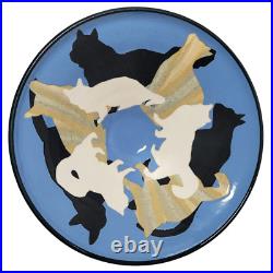 Vintage Handcrafted Kitty Cat Art Pottery Ceramic Bowl Signed by Artist 1998