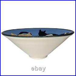 Vintage Handcrafted Kitty Cat Art Pottery Ceramic Bowl Signed by Artist 1998
