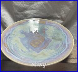 Vintage Handcrafted Purple Blue Pastel Pottery Bowl Signed Huntley 93 gorgeous