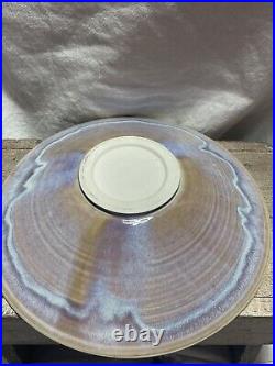 Vintage Handcrafted Purple Blue Pastel Pottery Bowl Signed Huntley 93 gorgeous