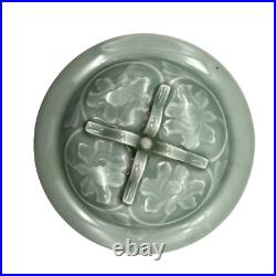 Vintage Handmade Celadon Tureen Covered Serving Bowl Dimensional