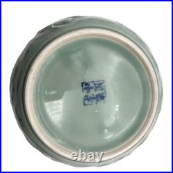 Vintage Handmade Celadon Tureen Covered Serving Bowl Dimensional