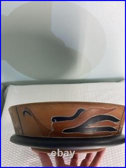 Vintage Handmade Hand Painted Mexican Azteca Folk Art Terracotta Pottery Bowl