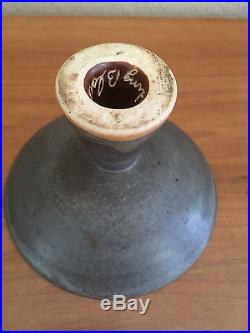 Vintage Harding Black Pottery 1955 Compote footed bowl LOVELY SPOTTY GREEN GLAZE