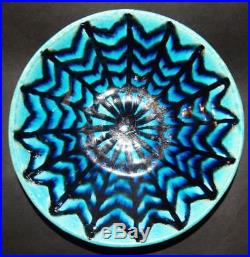 Vintage Harding Black Pottery 1987 Spider Web Turquoise Bowl Great Condition