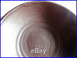 Vintage Harding Black Studio Pottery 1952 Dark Brown Heavy Glaze Bowl 7 1/4