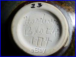 Vintage Harding Black Studio Pottery Starburst Bowl 1974 Oxblood Red Blue Green