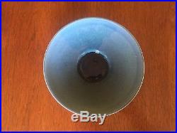 Vintage Harrison McIntosh Blue-Glazed Ceramic Bowl 1940's 9 Diameter