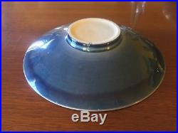 Vintage Harrison McIntosh Blue-Glazed Ceramic Bowl 1940's 9 Diameter