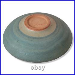 Vintage Herb Goldberg Pottery Bowl Cyrano Terra Cotta Blue Green Mid Century