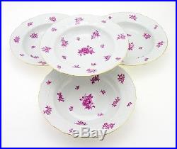 Vintage Herend Pink Eton Rim Soup Bowls Set of Four