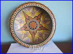Vintage Holland Gouda Art Deco Nouveau Dish Bowl Vase Multi-colored 10.5