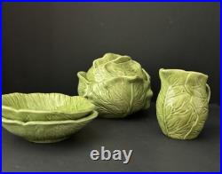 Vintage Holland Mold Green Cabbageware Lettuce Ware Tureen Bowls Pitcher Set