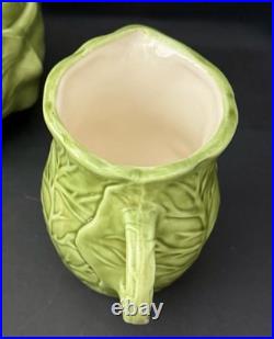 Vintage Holland Mold Green Cabbageware Lettuce Ware Tureen Bowls Pitcher Set