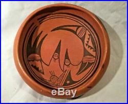 Vintage Hopi Black on Redware Pottery Bowl 9.5 x 3