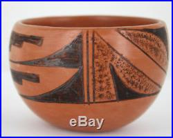 Vintage Hopi Native American Painted Red Clay Pottery Bowl Signed Clarice 16-50