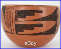 Vintage Hopi Native American Painted Red Clay Pottery Bowl Signed Clarice 16-50